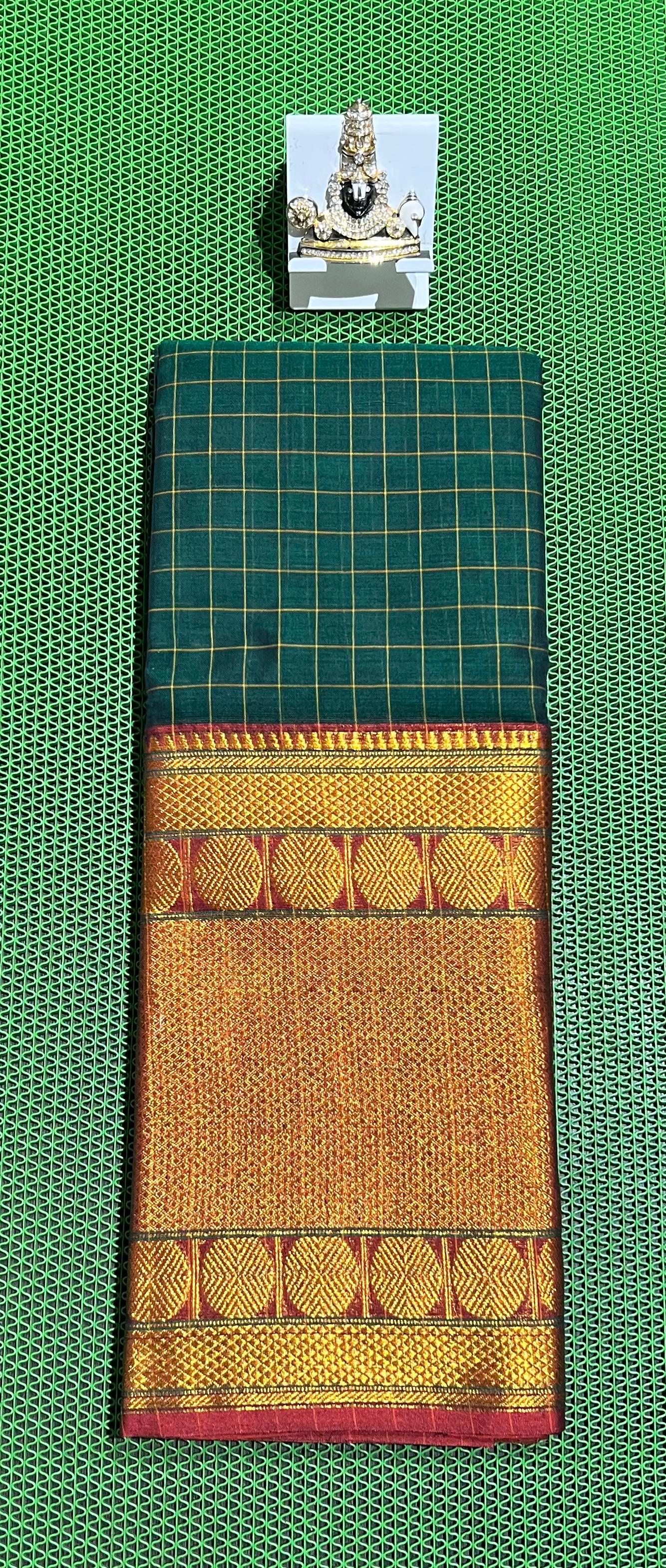 Traditional Soft Narayanpeth Weave Checks Cotton Saree